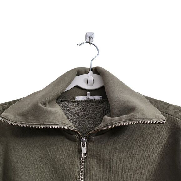 Frame Sweater Womens Large Military Green Shoulder Detail Half Zip Sweatshirt - Picture 3 of 10